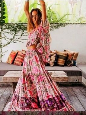 Spell & The Gypsy Collective Desert Daisy Tiered Maxi Skirt xl Boho Floral
